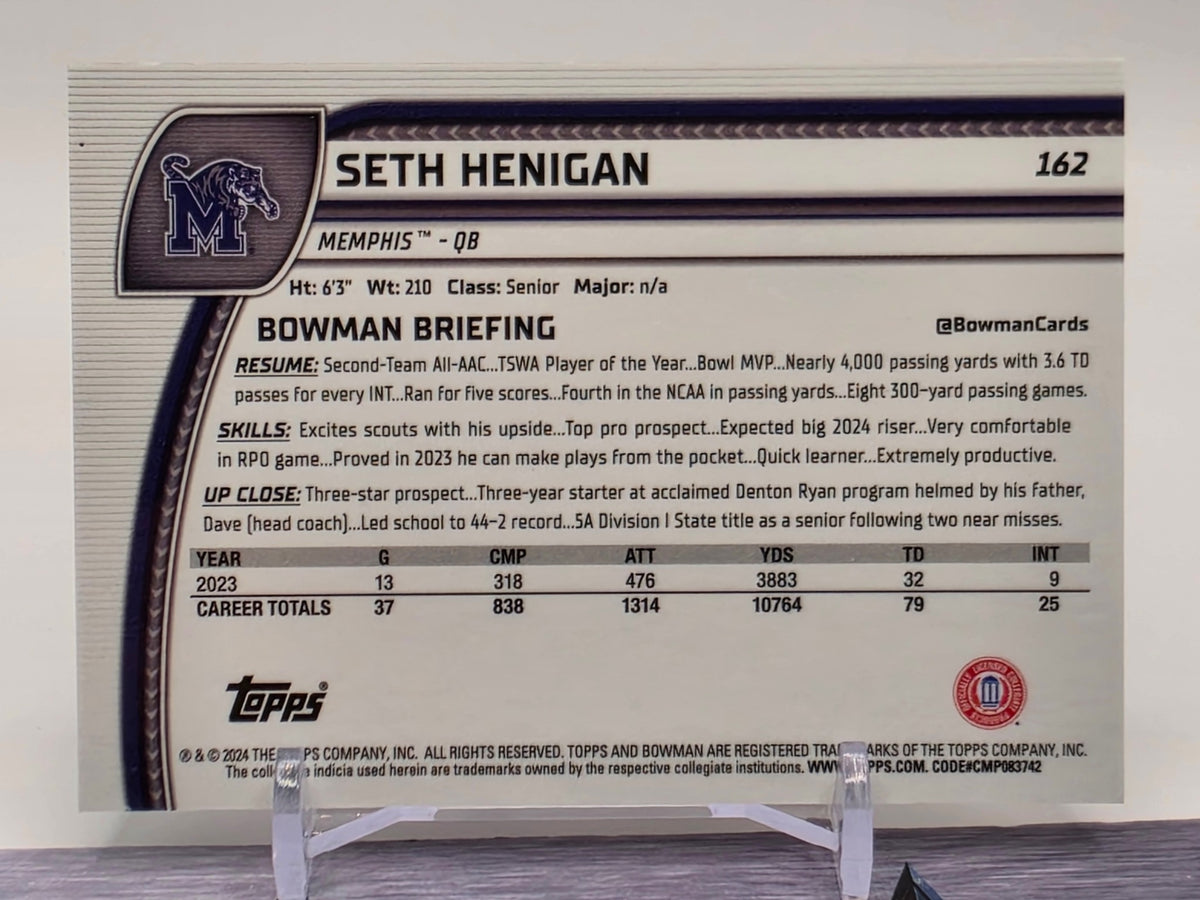 2024 Bowman University Chrome Sapphire Edition #162 Seth Henigan Gold