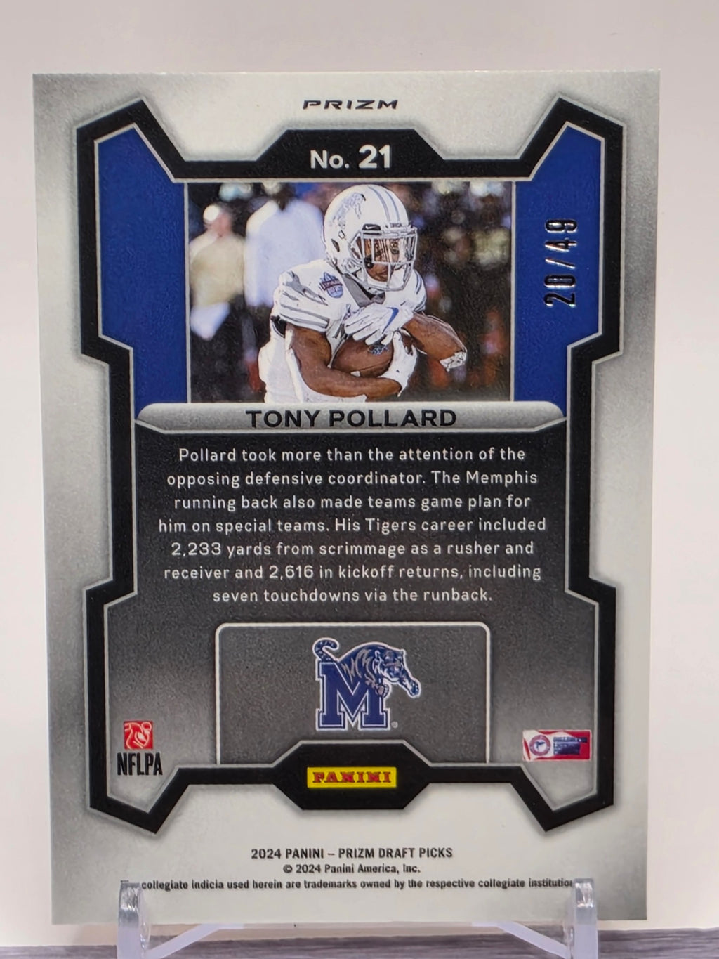 2024 Panini Prizm Draft Picks #21 Tony Pollard Orange Pulsar #/49
