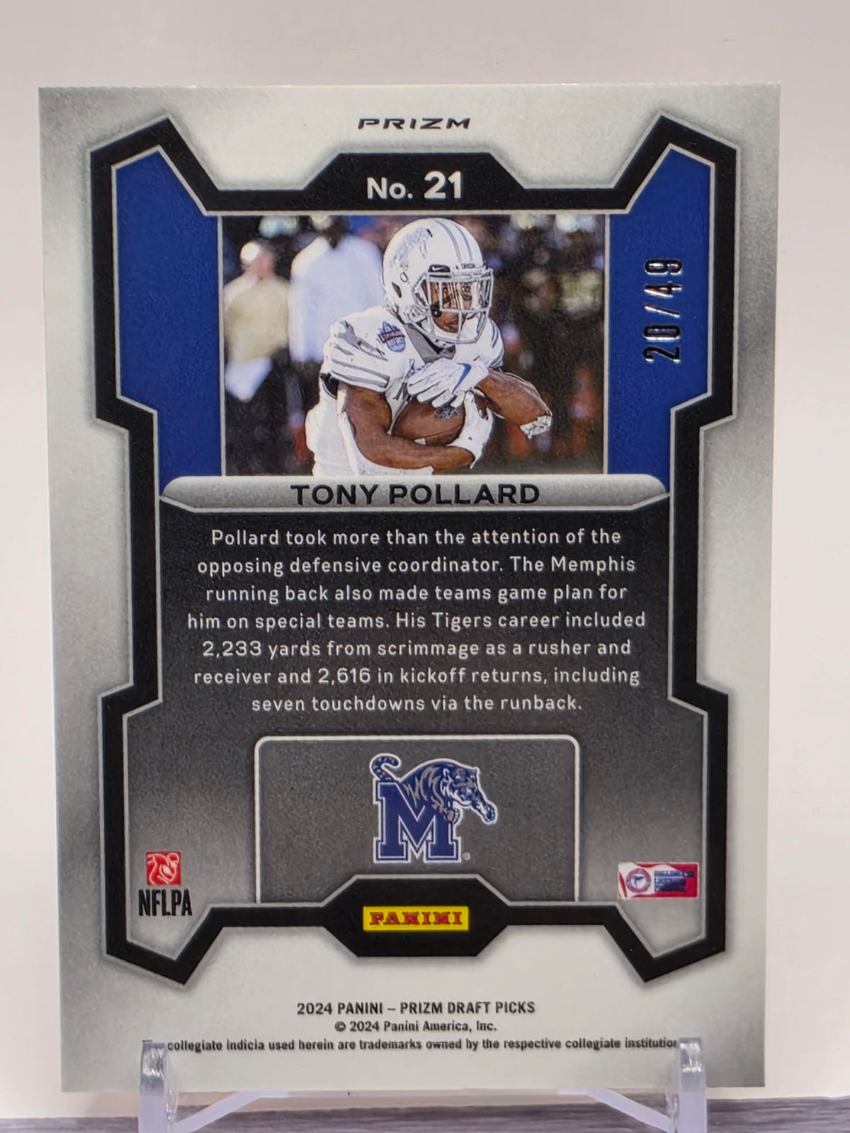 2024 Panini Prizm Draft Picks #21 Tony Pollard Orange Pulsar #/49