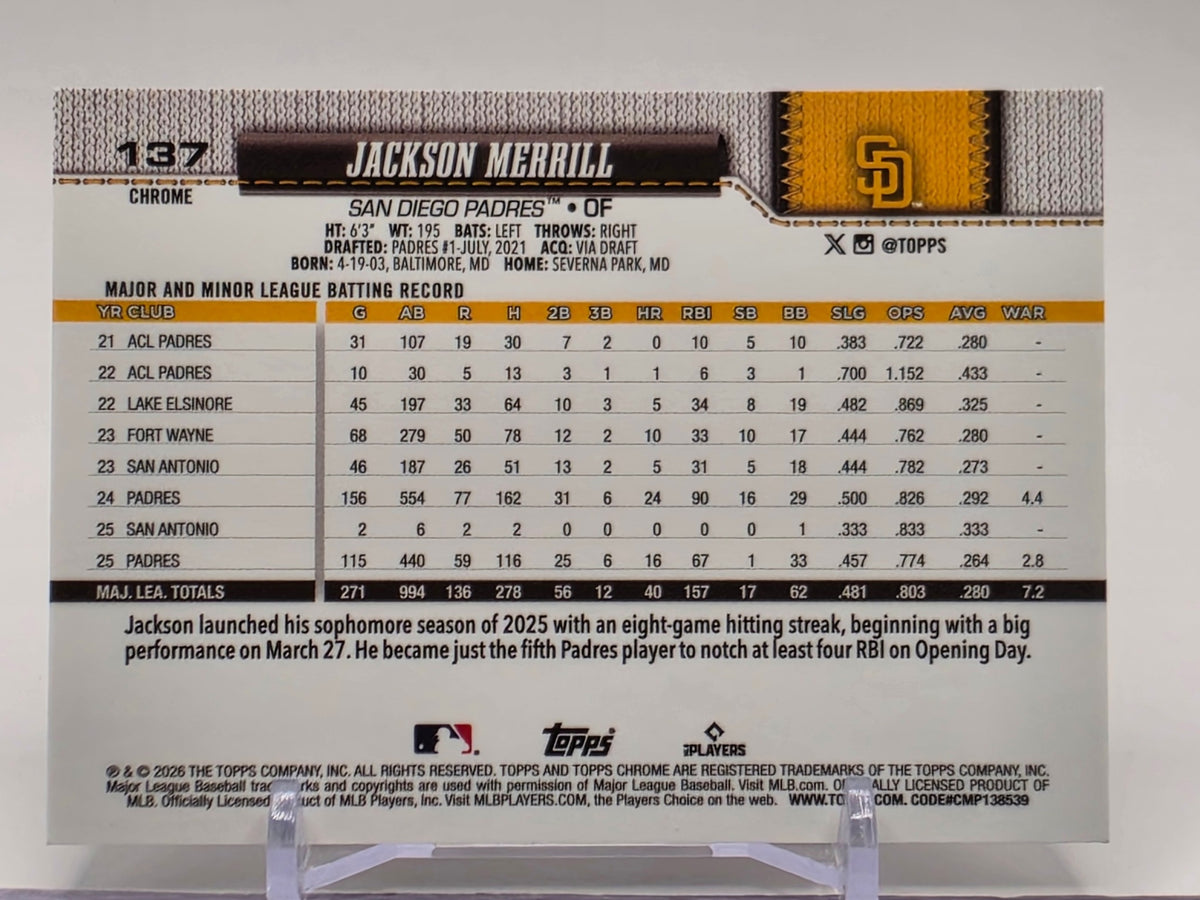 2026 Topps Chrome #137 Jackson Merrill
