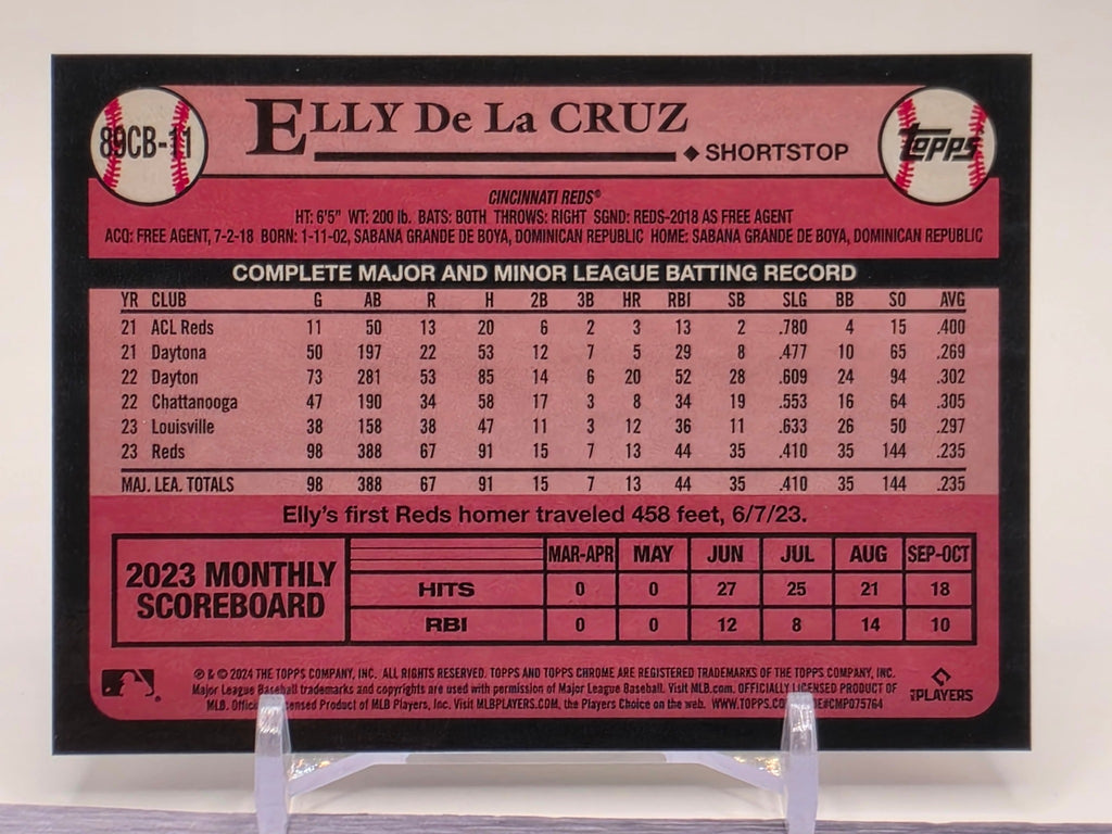 2024 Topps Chrome #89CB-11 Elly De La Cruz 1989 Topps Baseball 35th Anniversary