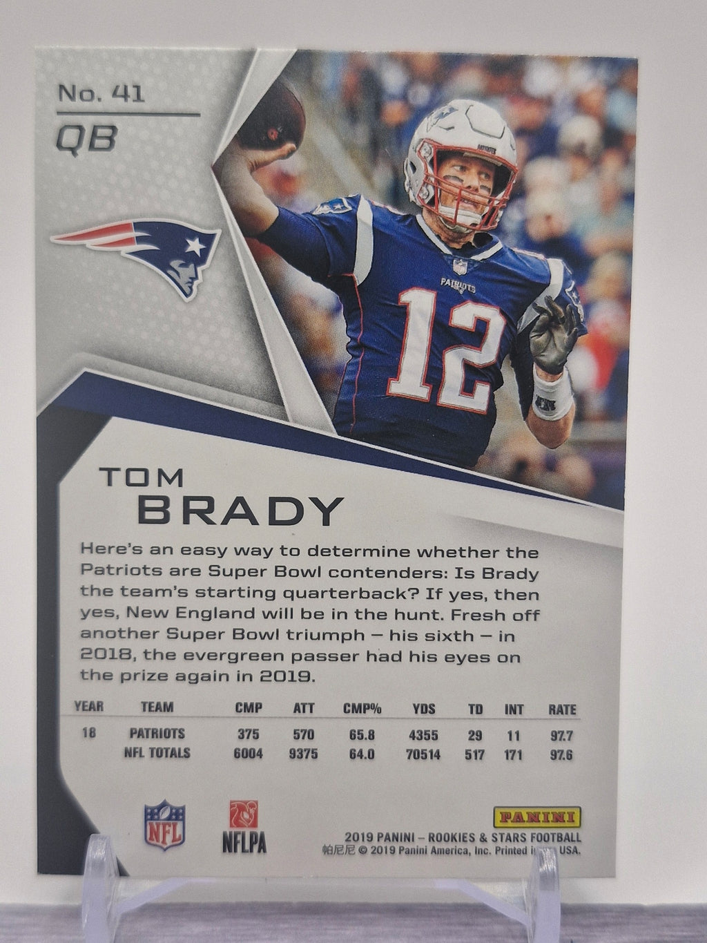 2019 Panini Rookies & Stars #41 Tom Brady Red