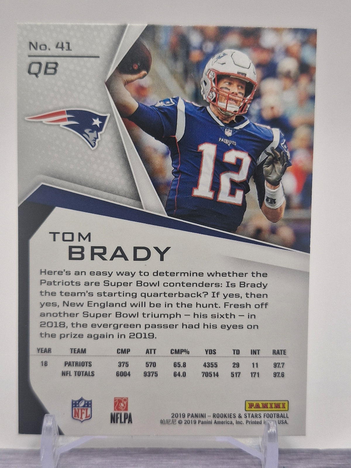 2019 Panini Rookies & Stars #41 Tom Brady Red