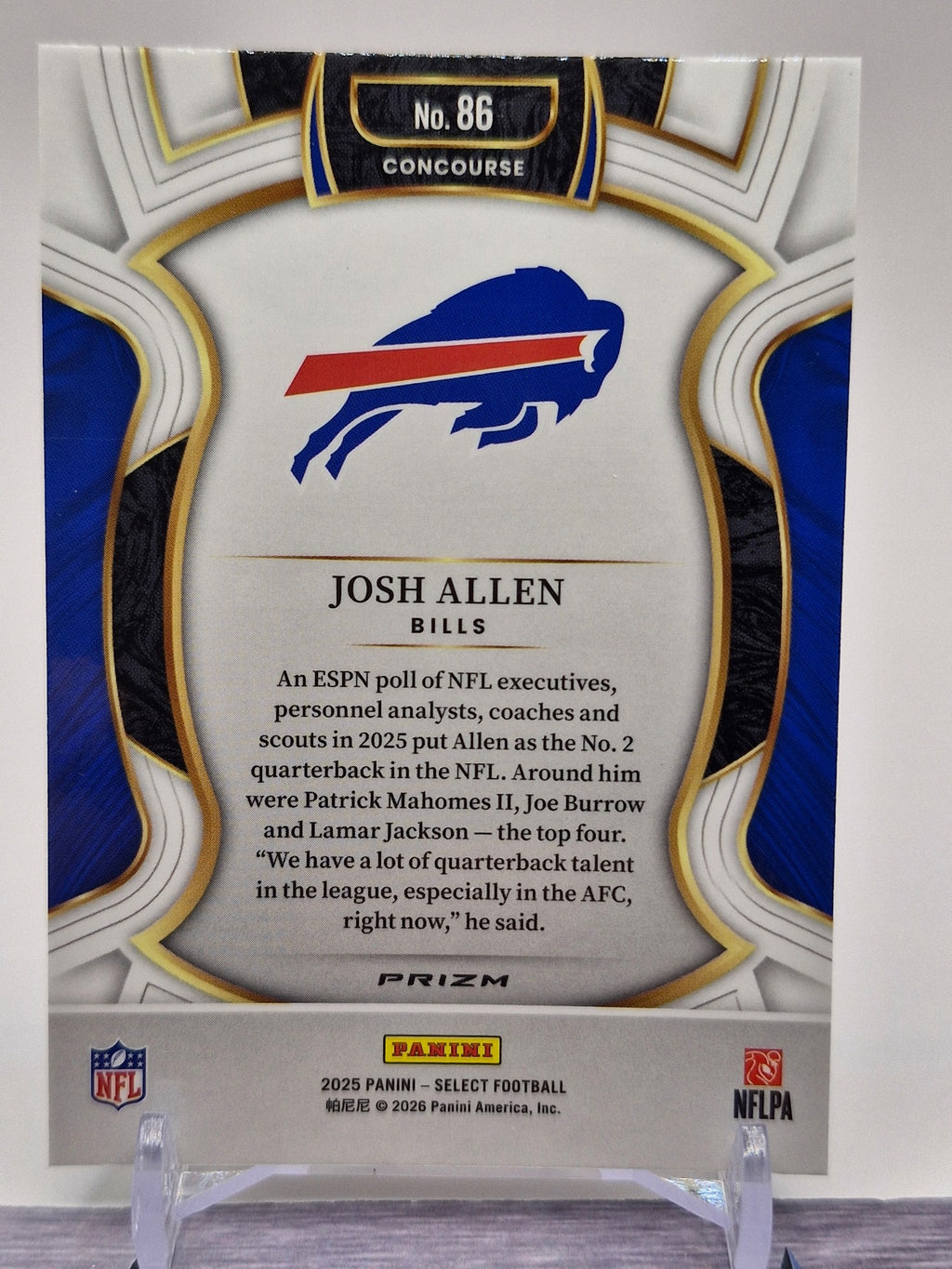 2025 Panini Select #86 Josh Allen Neon Green Prizm Shock