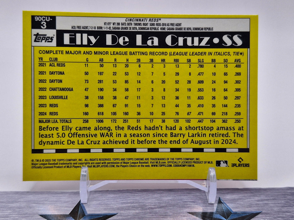 2025 Topps Chrome #90CU-3 Elly De La Cruz 1990 Topps Baseball 35th Anniversary