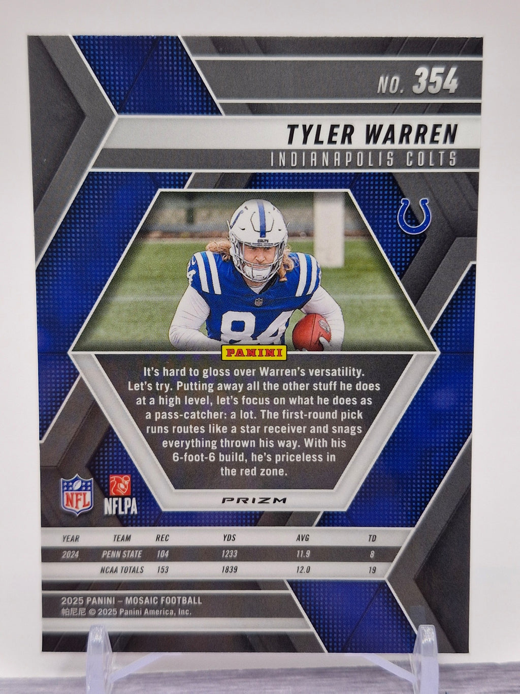 2025 Panini Mosaic #354 Tyler Warren Mosaic