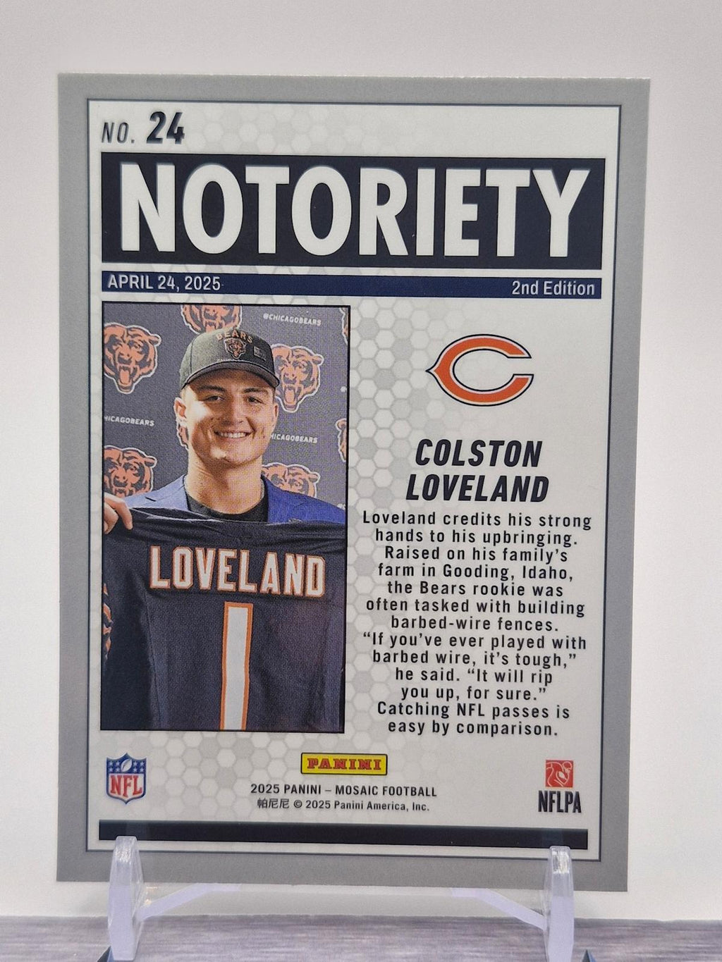 2025 Panini Mosaic #24 Colston Loveland Notoriety