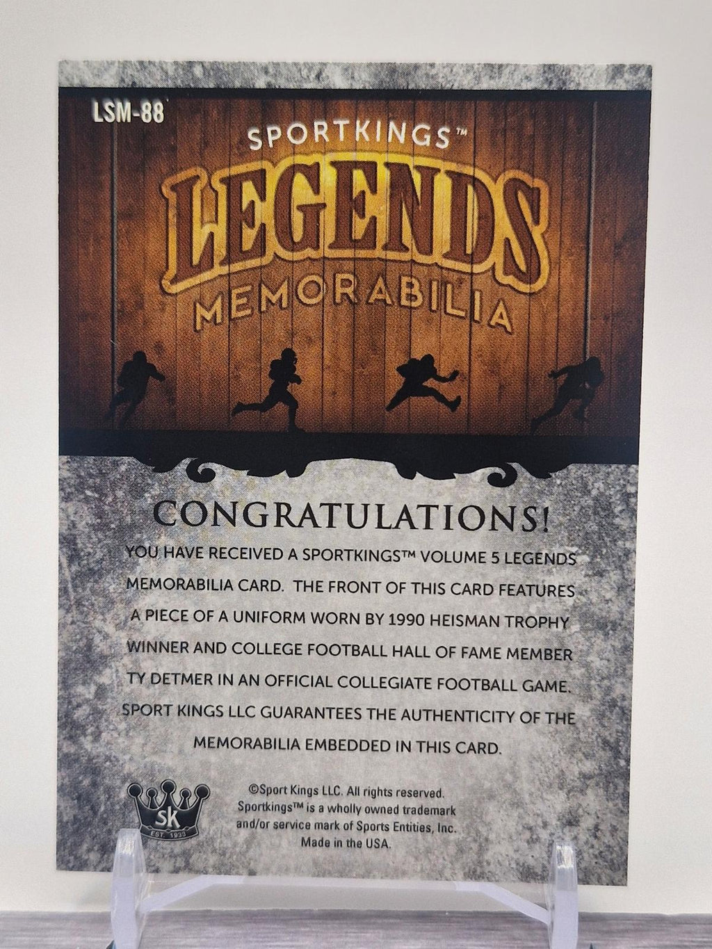 2018 Sportkings #LSM-4 Ty Detmer Legends Memorabilia