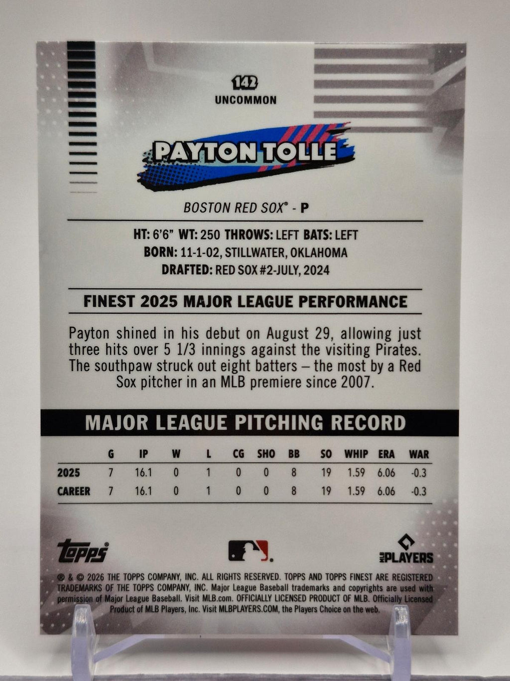 2026 Finest #142 Payton Tolle