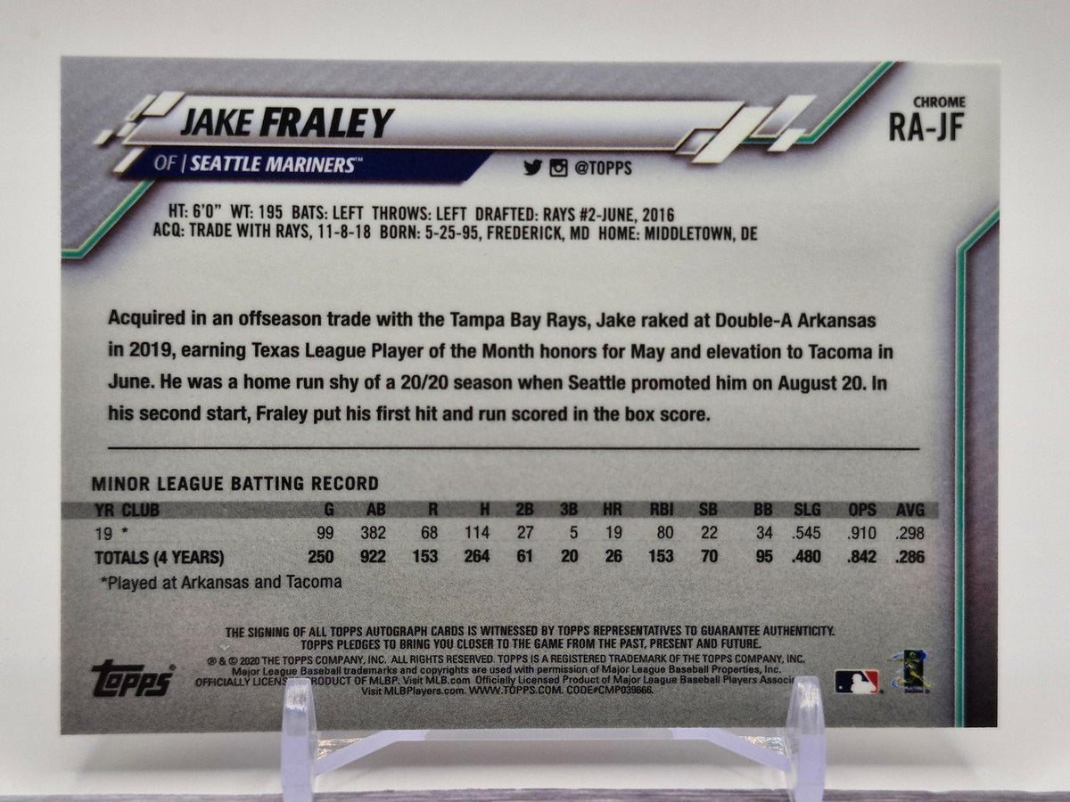 2020 Topps Chrome #RA-JF Jake Fraley Rookie Autographs Refractor #/499