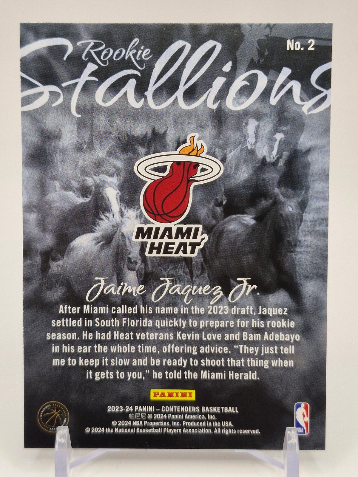 2023-24 Panini Contenders #2 Jaime Jaquez Jr. Rookie Stallions