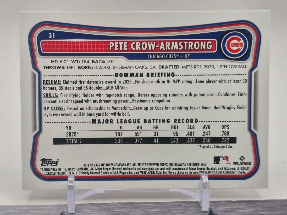 2026 Bowman #31 Pete Crow-Armstrong