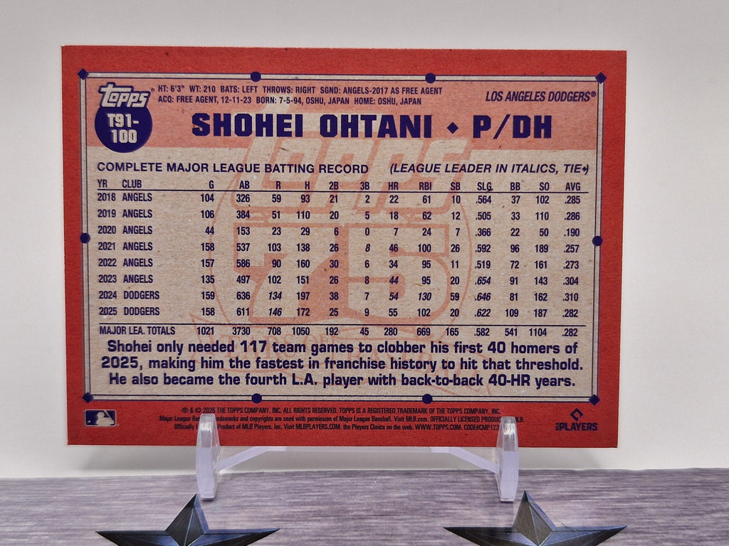 Shohei Ohtani #T91-100 Topps 75 Years of Baseball Dodgers Refractor P/DH