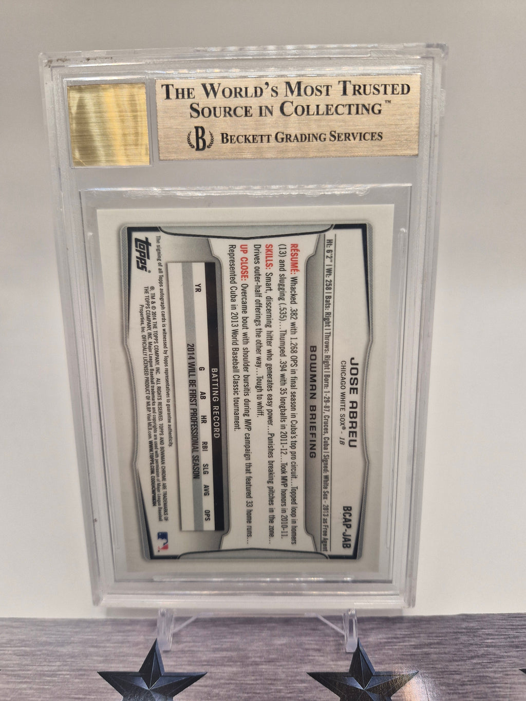 2014 Bowman Chrome Prospect Auto Jose Abreu BGS 9.5 / Auto 10 #BCAP-JAB