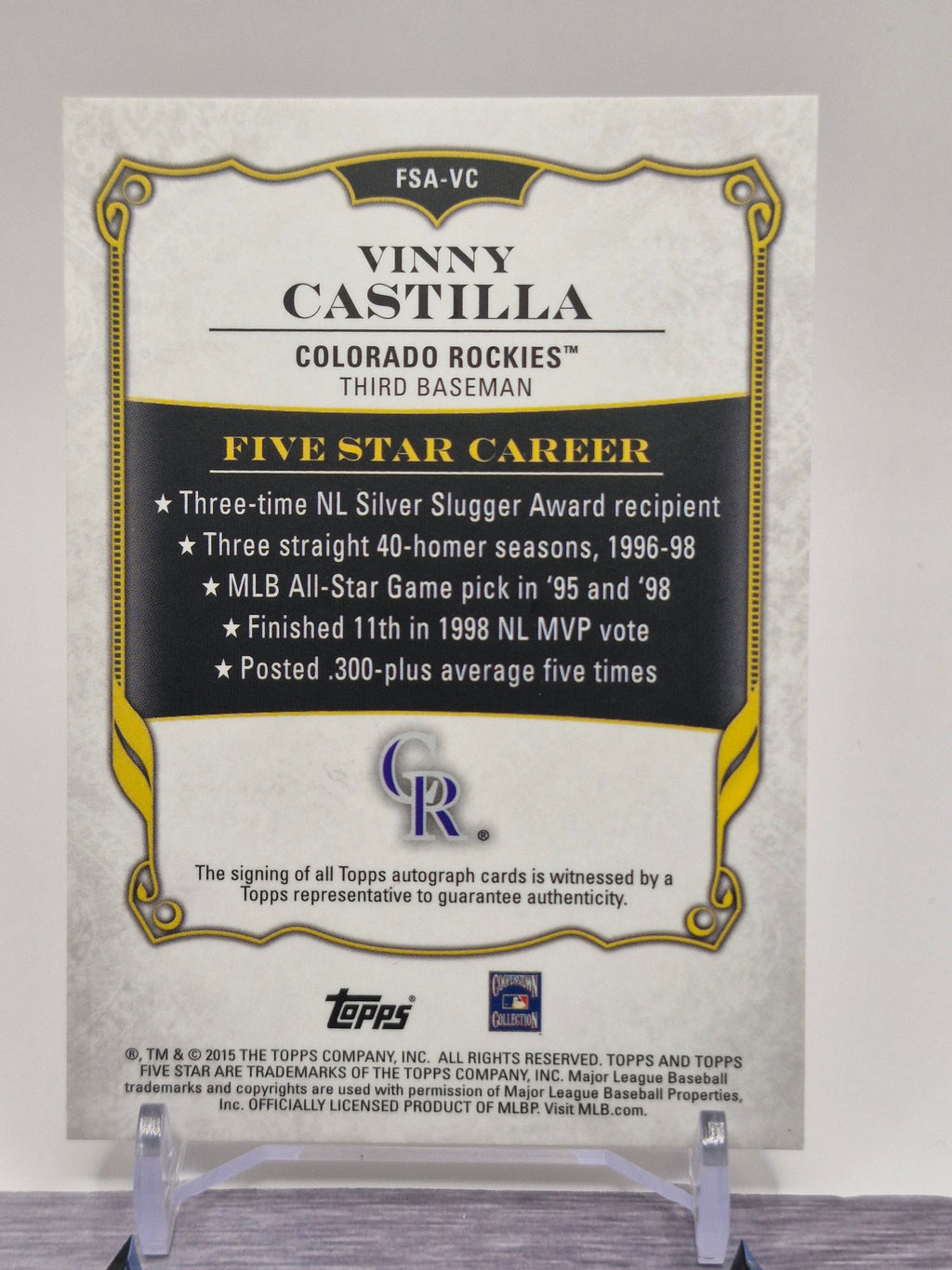 2015 Topps Five Star Vinny Castilla Autograph FSA-VC Colorado Rockies