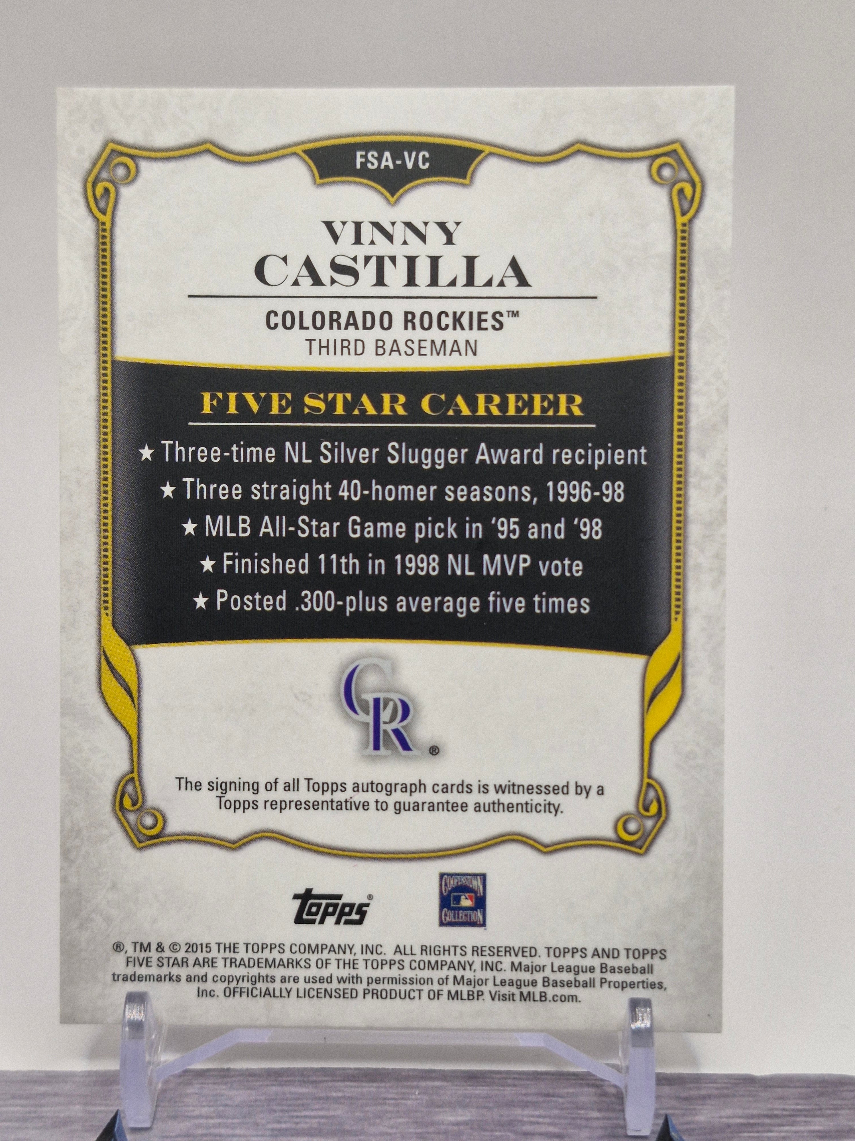 2015 Topps Five Star Vinny Castilla Autograph FSA-VC Colorado Rockies